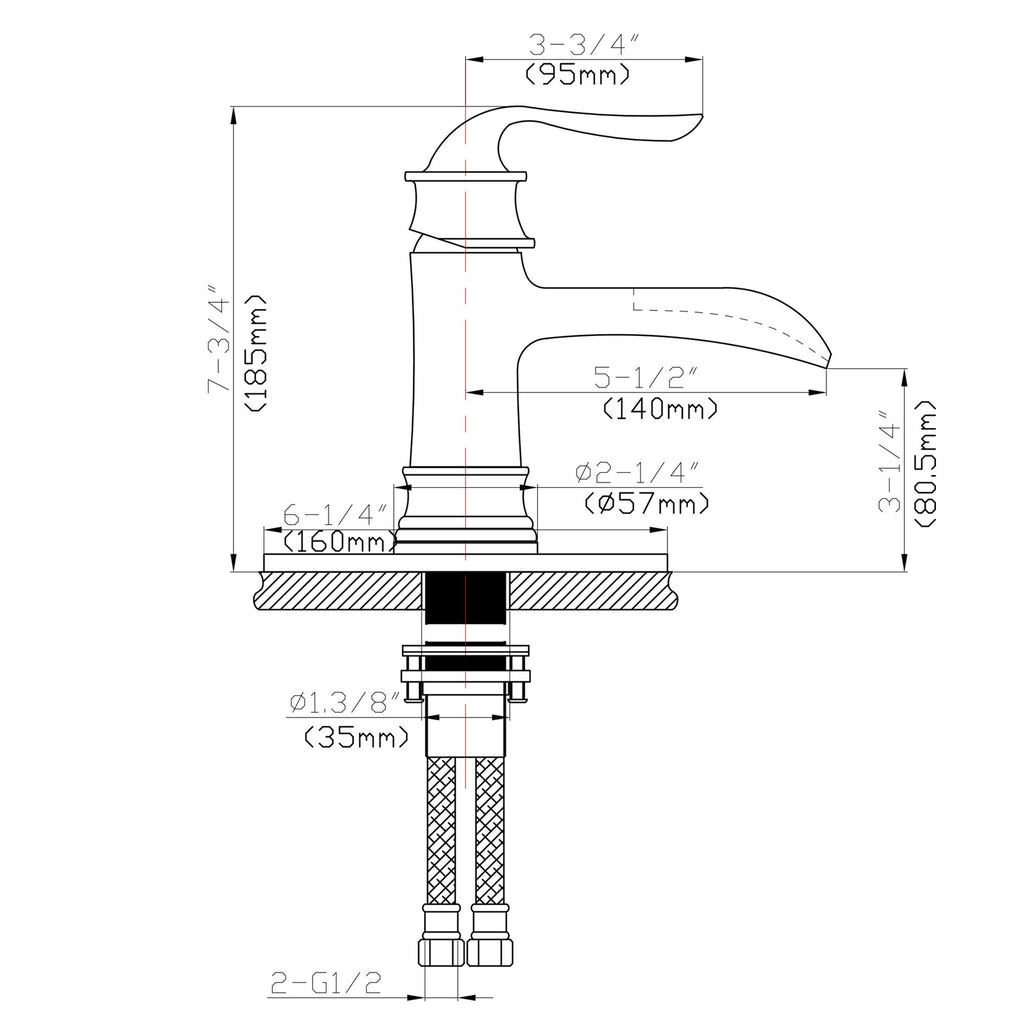 Waterfall Spout Bathroom Faucet With Single Handle And Pop Up Drain - Brushed Nickel