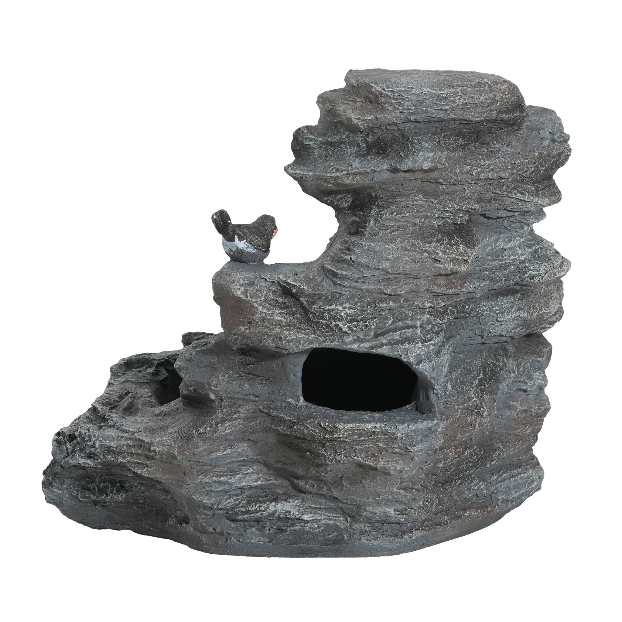 Concrete Rock Waterfall Fountain With LED Lights, Outdoor Garden Decor