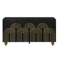 Modern Fluted Sideboard Buffet With Storage, Curve Element, 4 Doors With Adjustable Shelves