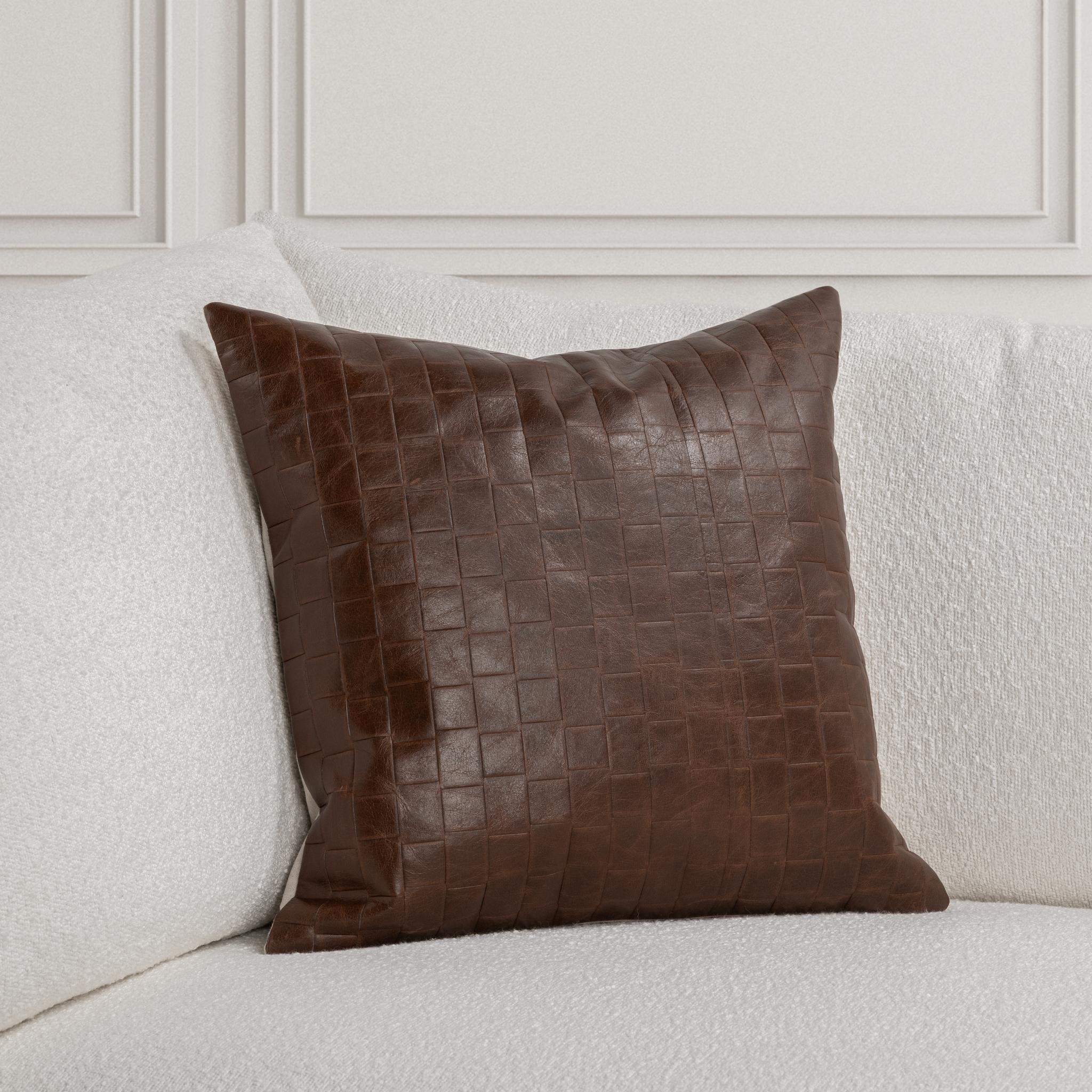 Leather Seston - 20" x 20" Pillow - Brown