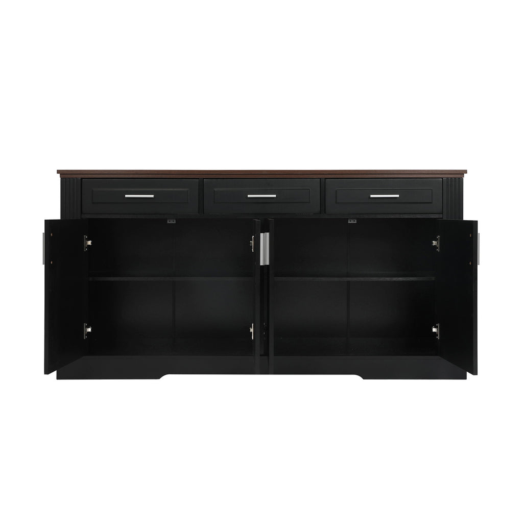 Fluted Sideboard Buffet Cabinet With 4 Doors And 3 Drawers