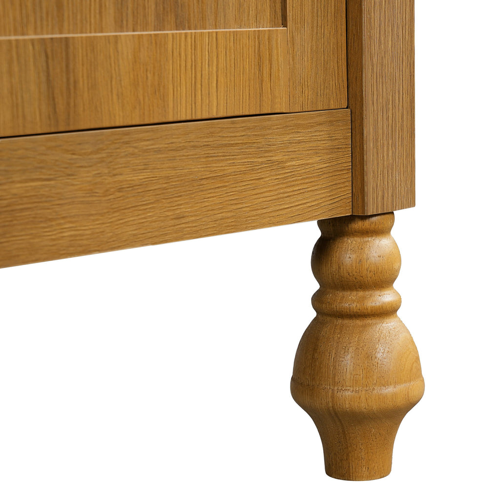 Bathroom Vanity With Seashell Resin Sink, Flip Up Storage, Soft Close Doors - Brown