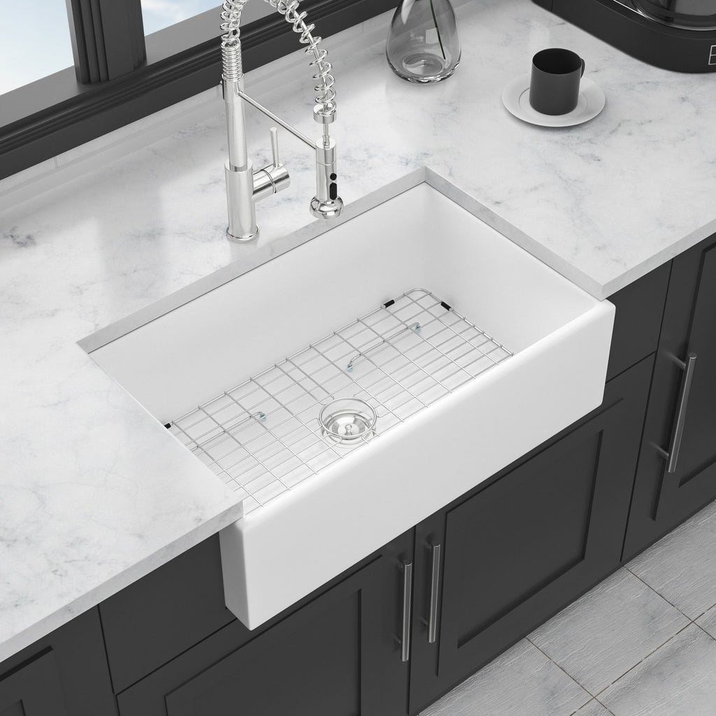 Farmhouse Sink, Apron-Front Porcelain Ceramic Single Bowl