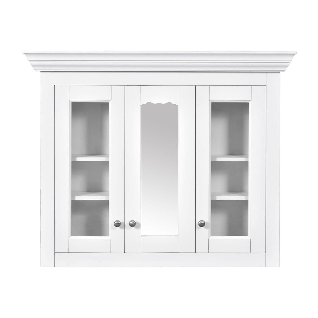 Bathroom Medicine Cabinet With Mirror, 5 Adjustable Closed Shelves, Wall-Mounted - White