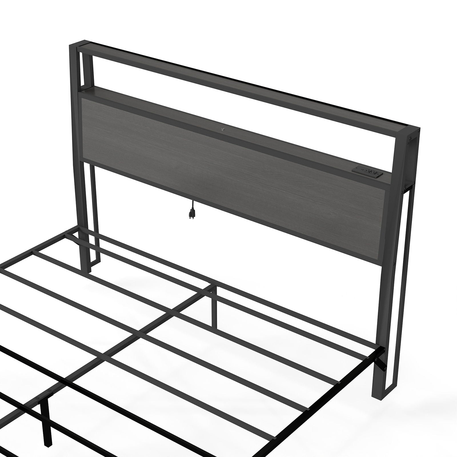 Bed Frame With Headboard, LED Lights & Charging Station