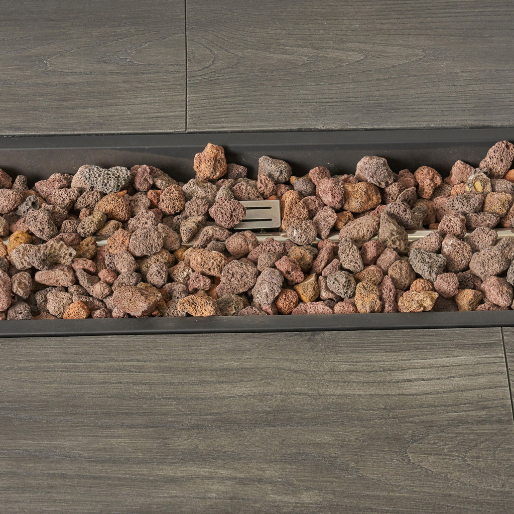 Transitional Rectangular Outdoor Propane Fire Pit With 50, 000 Btu