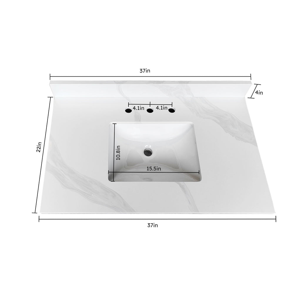 Bathroom Vanity Top With Undermount Sink, 3 Pre Drilled Holes
