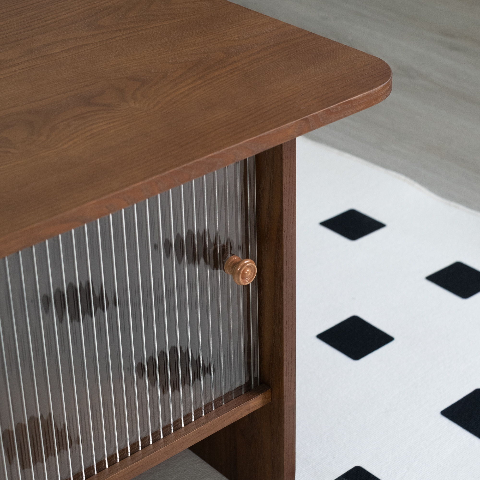 Rectangular Coffee Table With Sliding Door Storage Center
