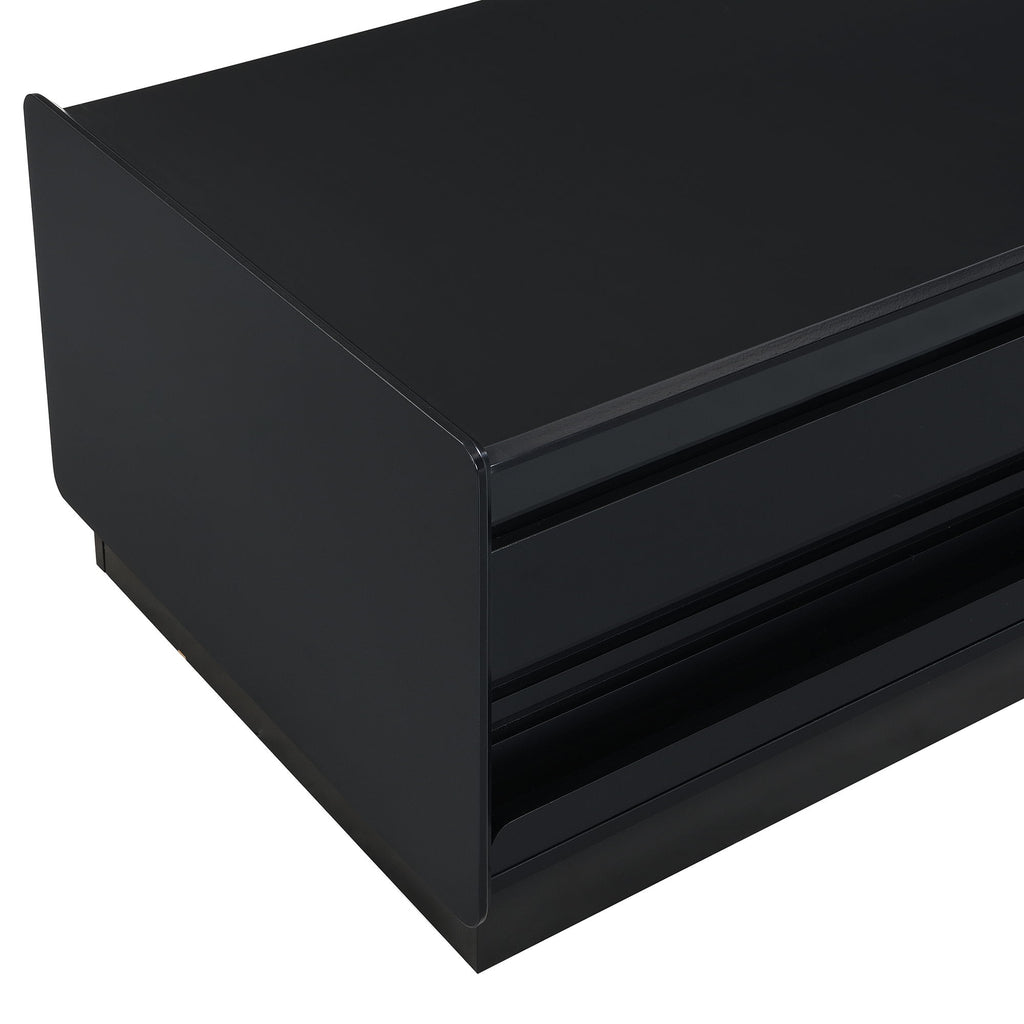 Modern Rectangle Coffee Table With 4 Drawers And 2 Display Shelves