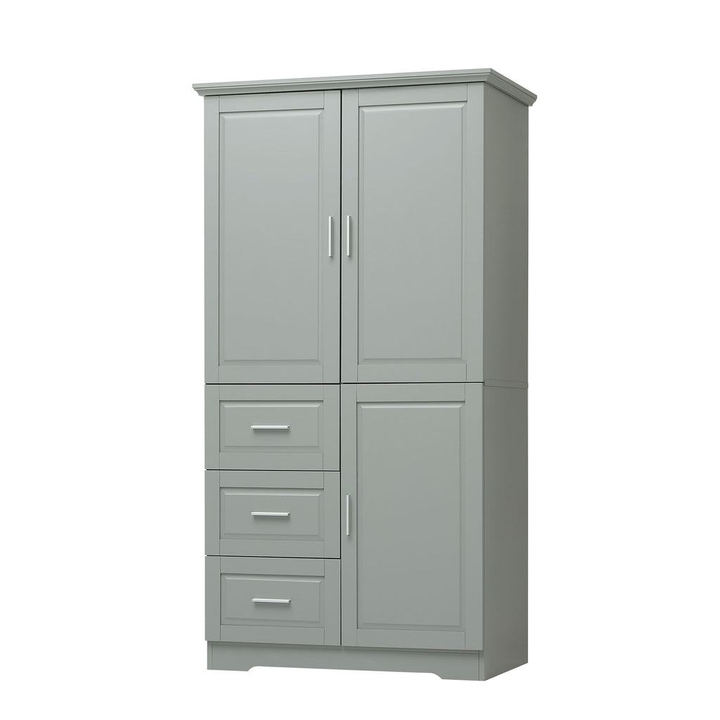Tall Wide Storage Cabinet With Doors, 3 Drawers