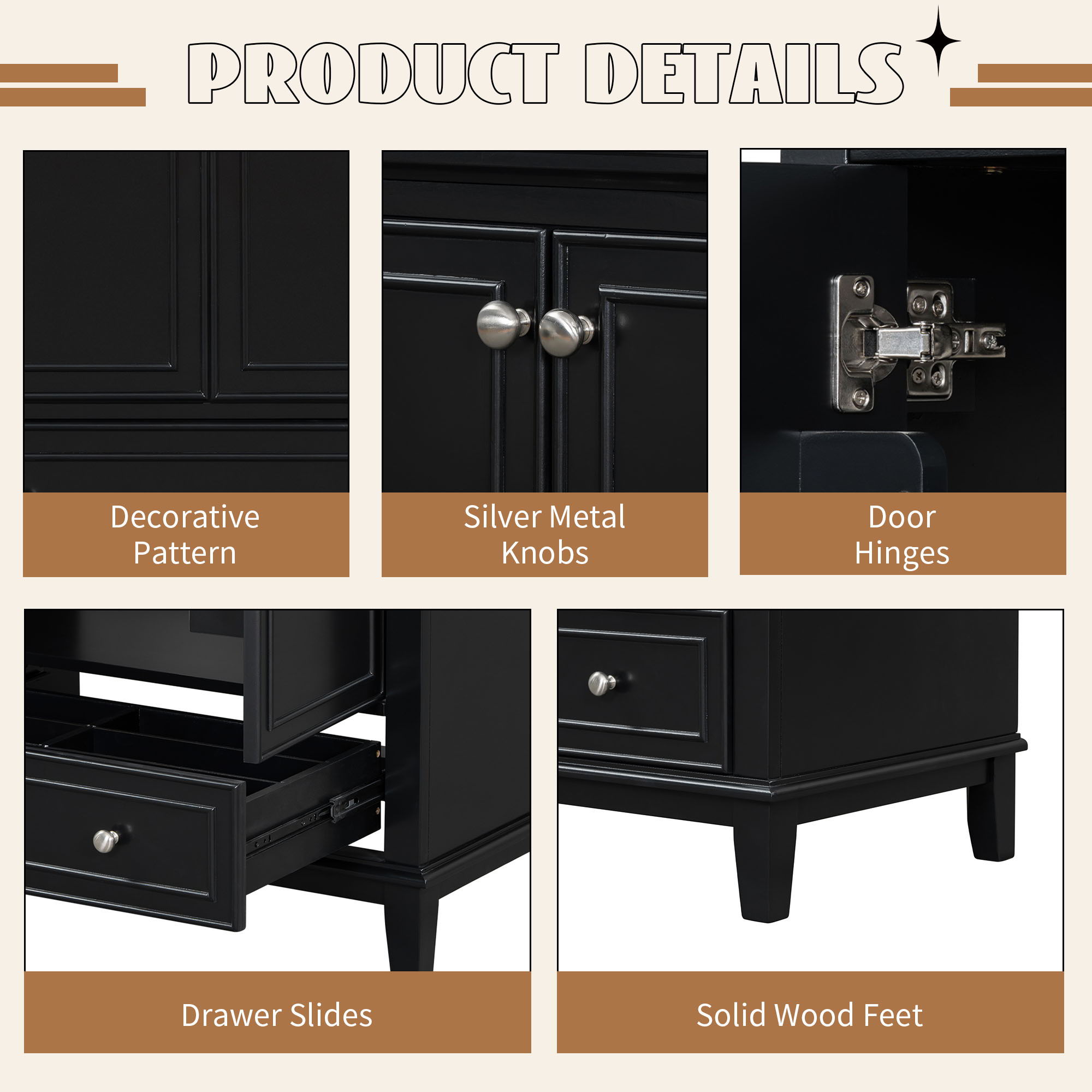 Modern Bathroom Vanity Base Only With Doors And Drawer