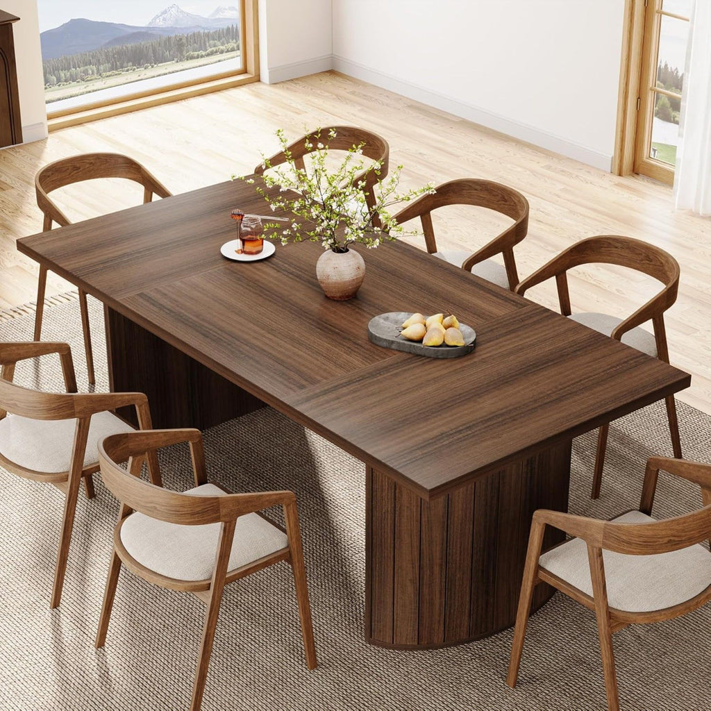 Extra Long Dining Table With Dual Base - Walnut