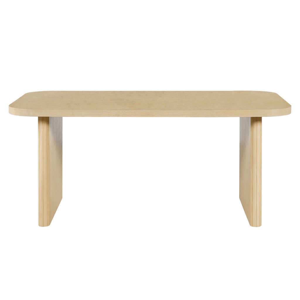 5 Piece Indoor Dining Set With Fluted Table & Chairs - Khaki / Light Oak / Natural