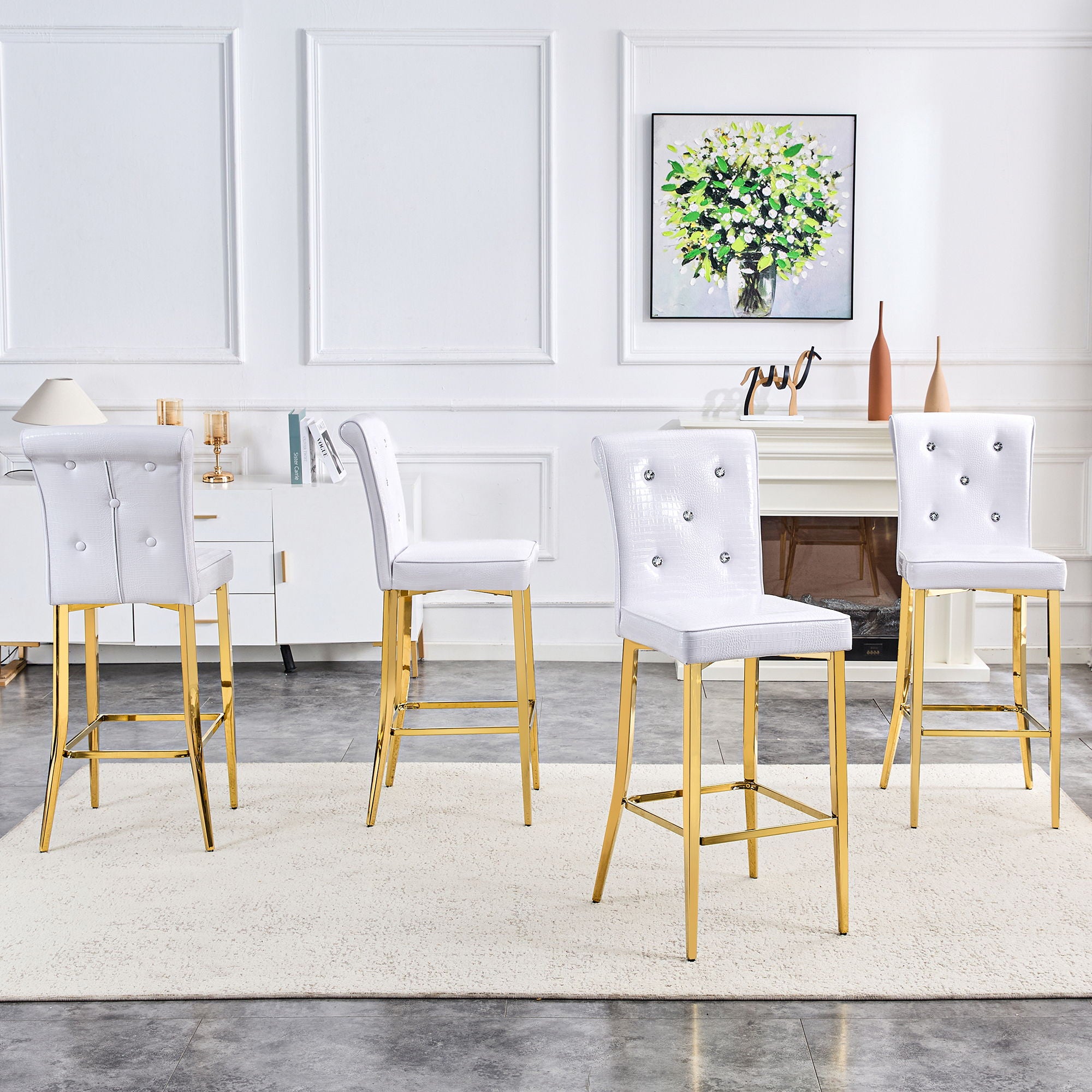 Bar Chairs With Crystal Clasp Design (Set of 2)
