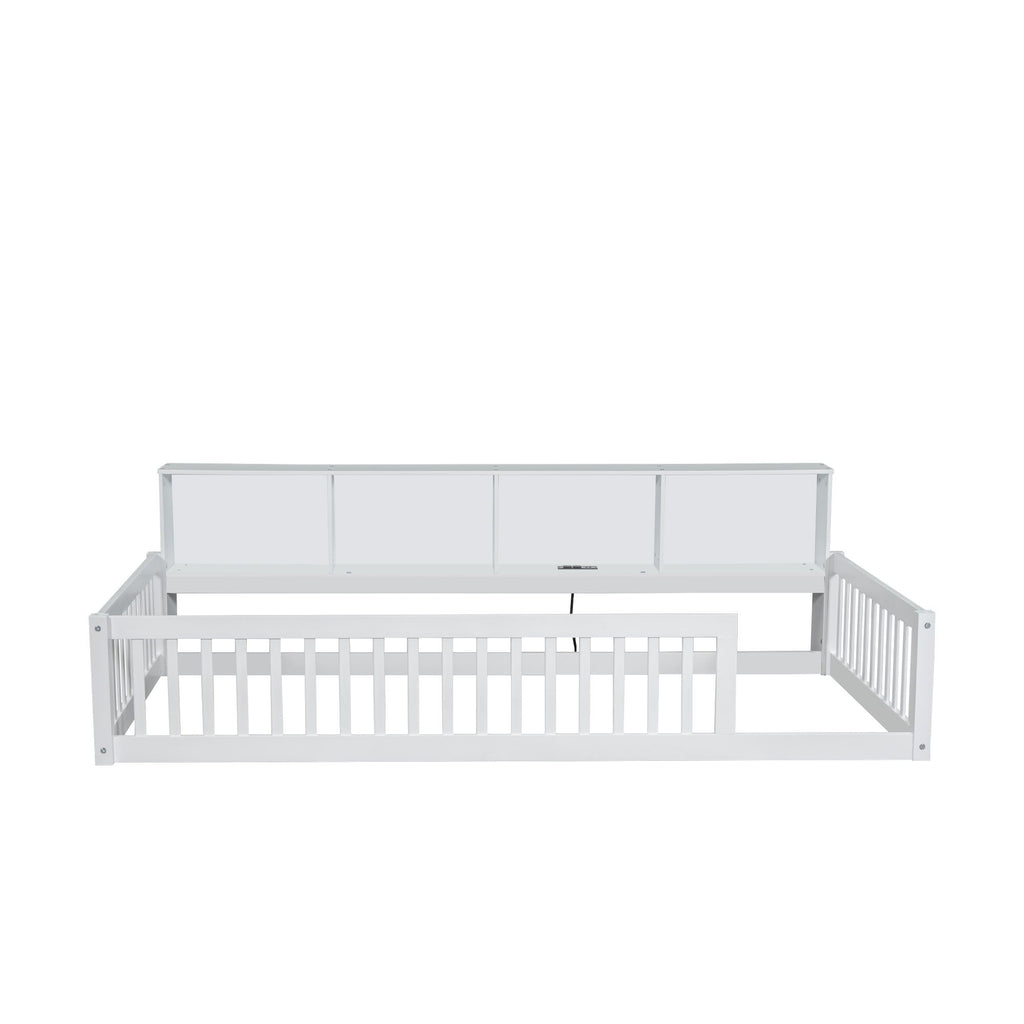 Floor Bed With Storage Cabinets And USB Ports