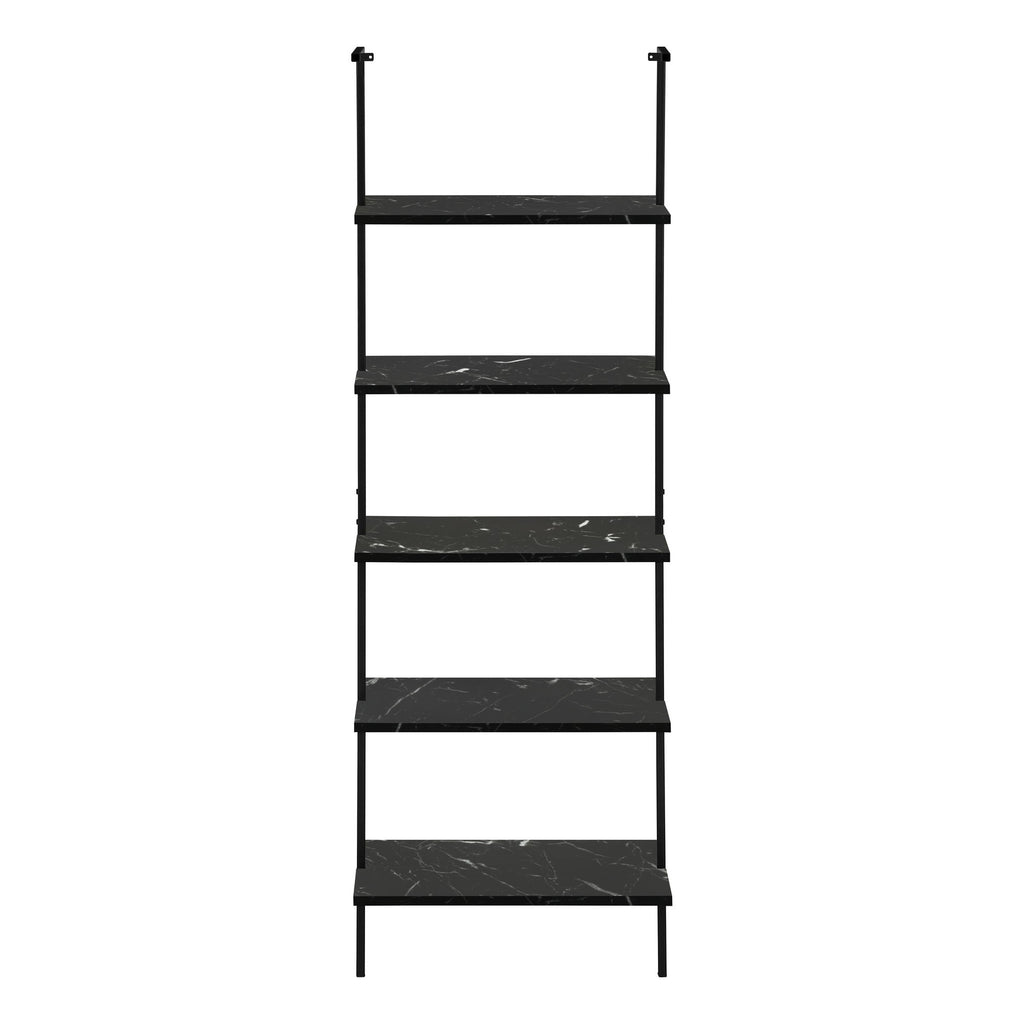 Bookshelf, Bookcase, Etagere, Ladder, 5 Tier, For Office, Marble Look Contemporary & Modern