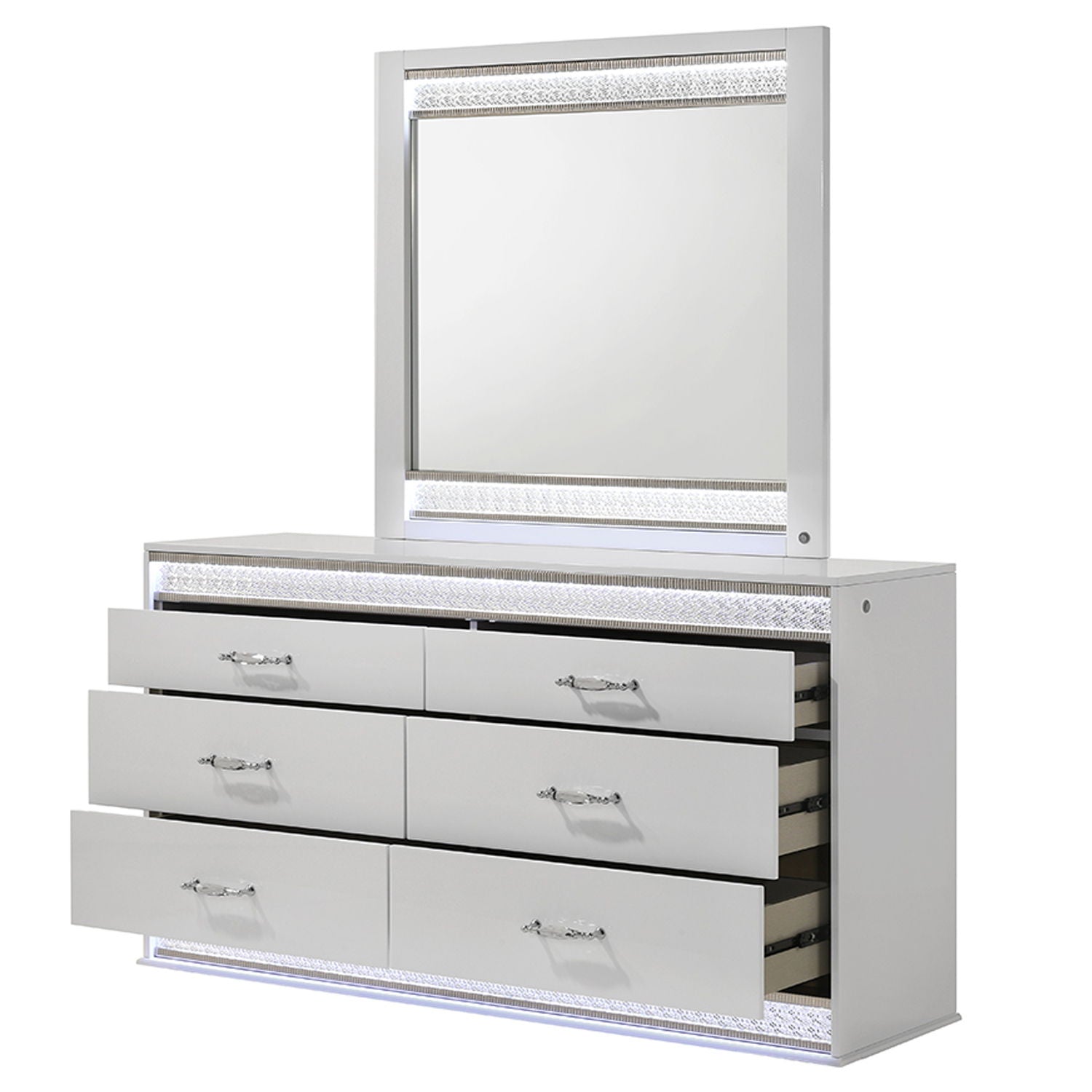 Glam - 6 Drawer Dresser & LED Lighting (Includes Dresser Only) - White