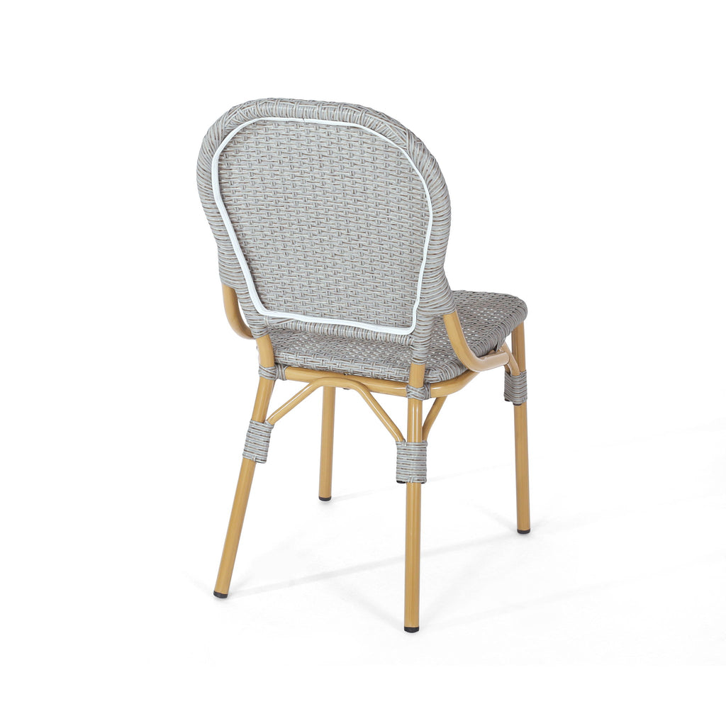 Outdoor Rattan And Aluminum Armless French Bistro Chairs (Set of 2) - Dark Gray