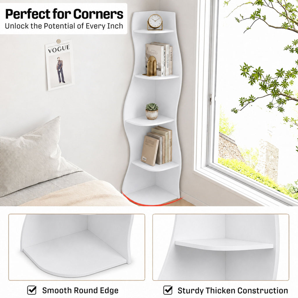 5 Tier S - Shaped Corner Shelf For Living Room