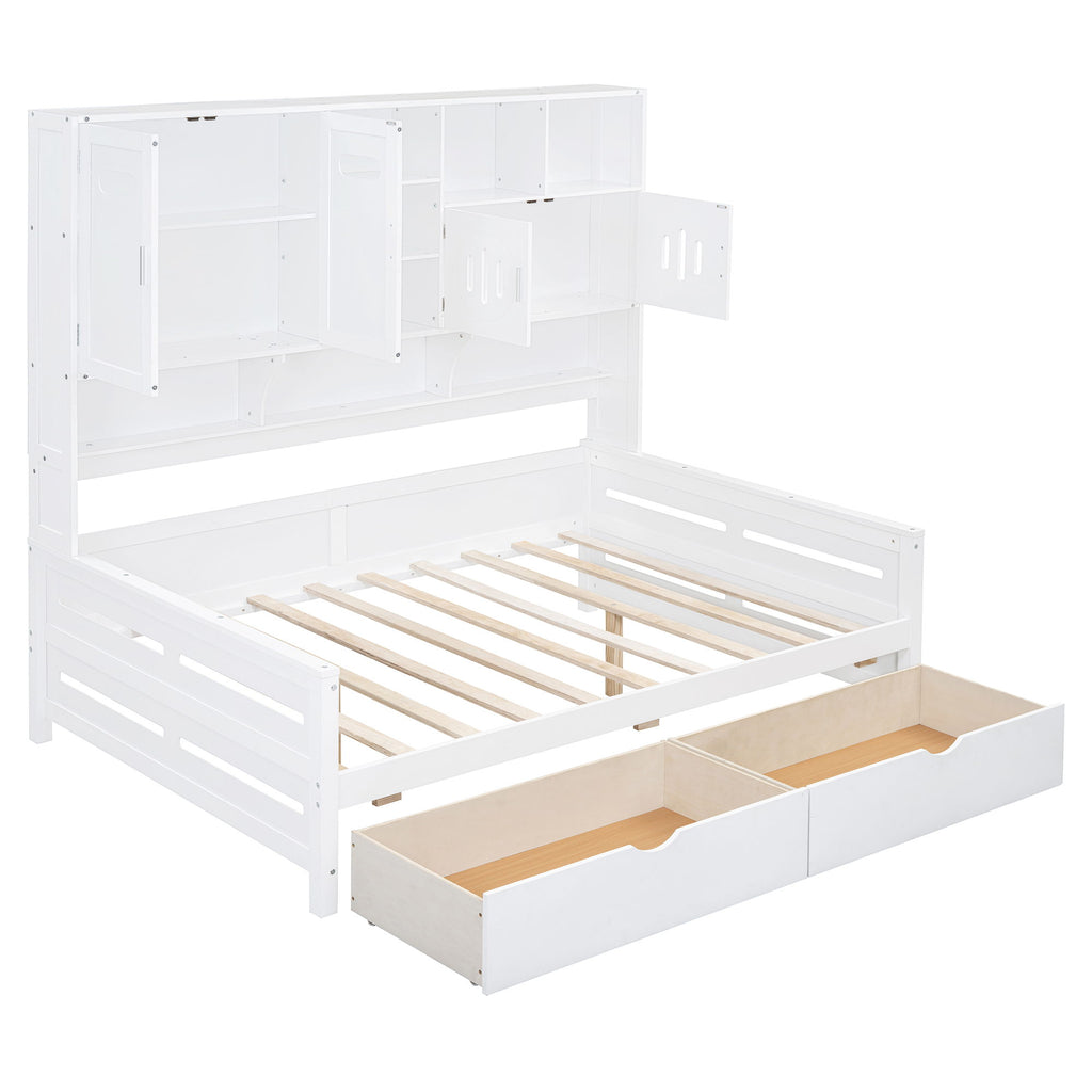 Daybed With All-In-One Cabinet And Shelf