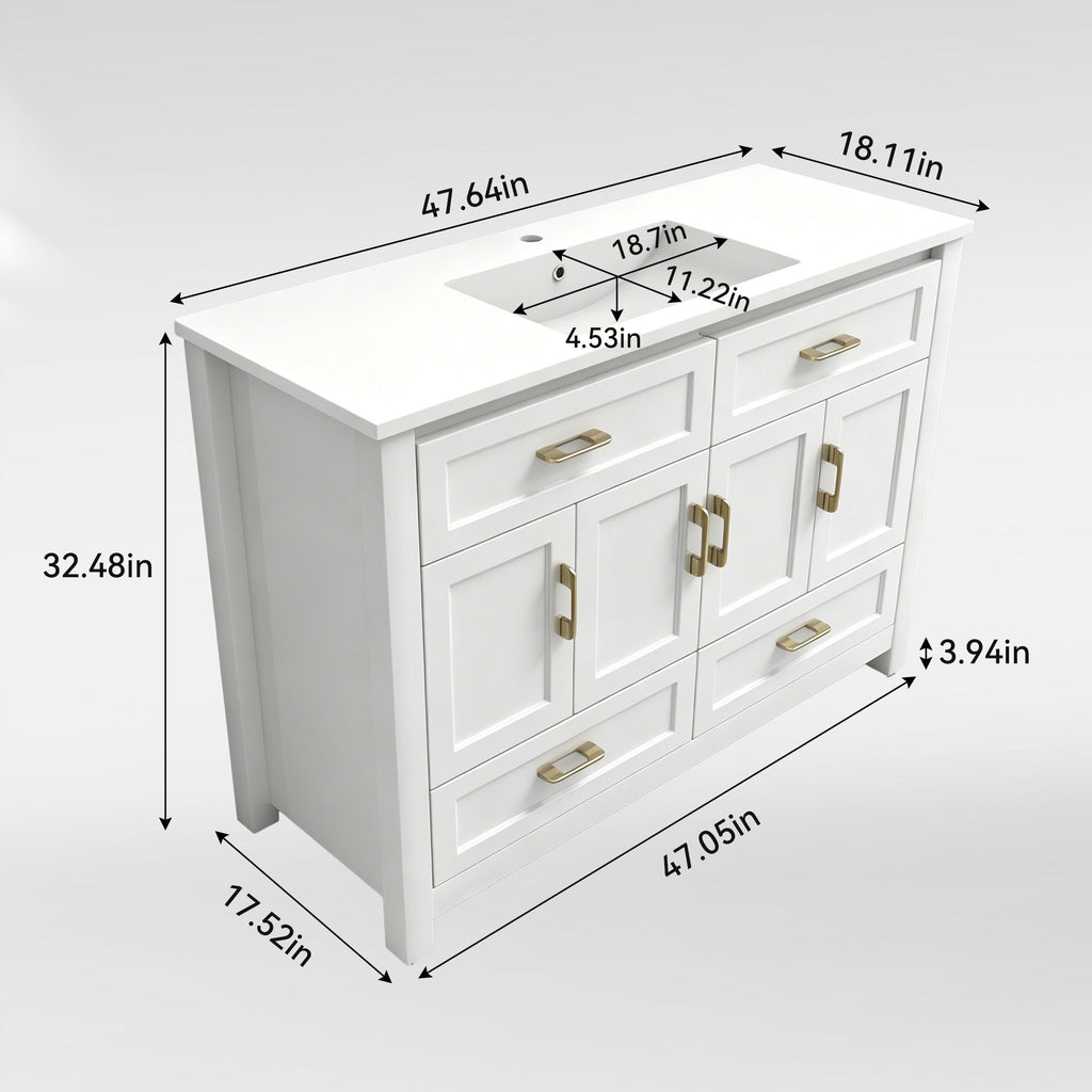 Bathroom Vanity With Sink Combo, 4 Soft Close Doors And 4 Drawers