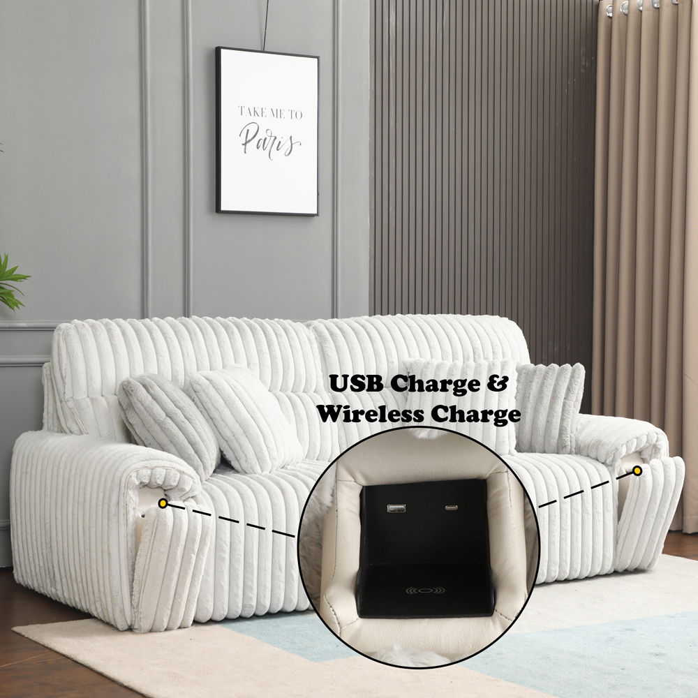 Jaya - Power Motion Sofa With Sleeper & USB Port - Mondo Gray Corduroy
