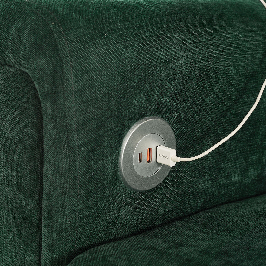 Modular Sectional Sofa With Movable Ottomans, USB Ports & Side Tables