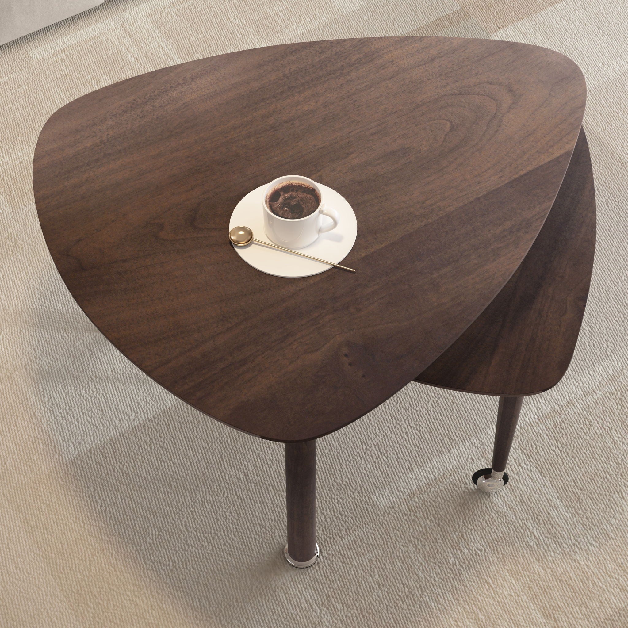 360 Degree Rotatable Coffee Table With Solid Legs