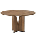 Round Conference Table With X Base - Dark Brown