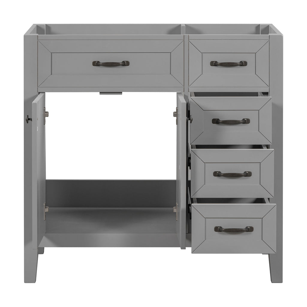 Modern Bathroom Vanity Base Only, 2 Doors And 3 Drawers