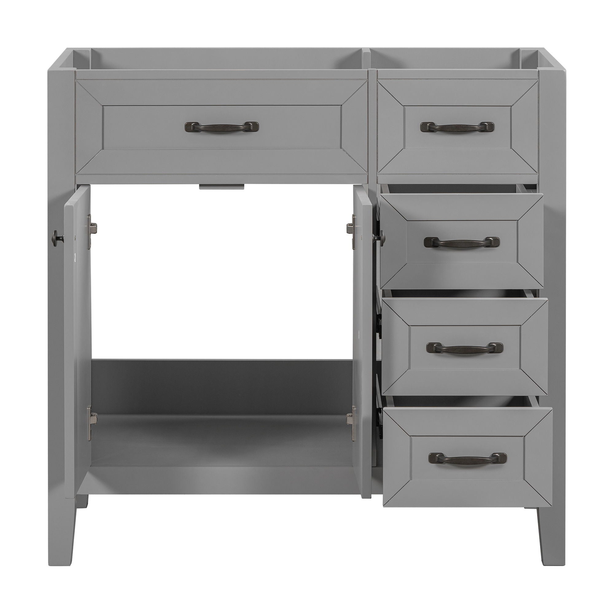 Modern Bathroom Vanity Base Only, 2 Doors And 3 Drawers
