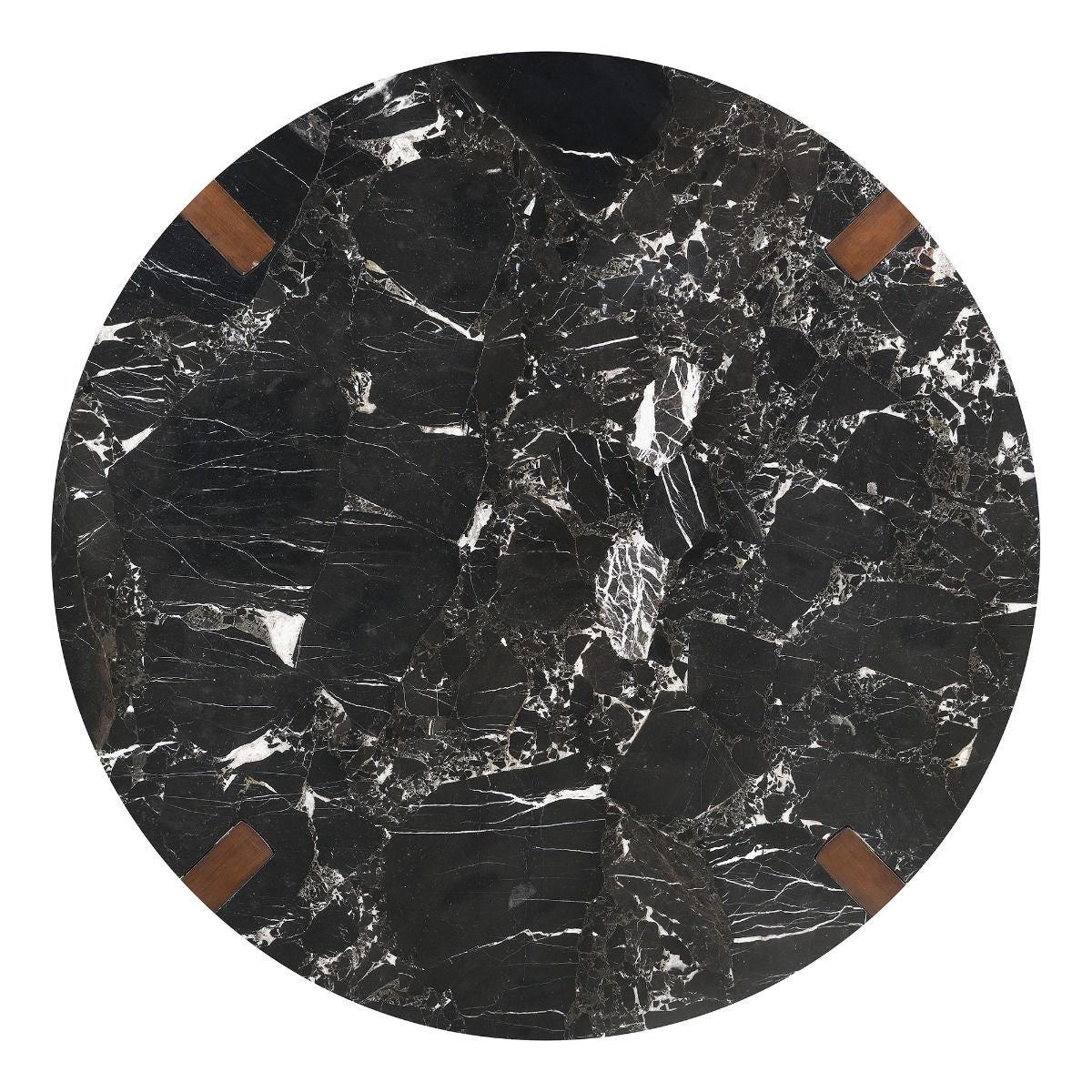 Estella - Round Dining Table With Natural Marble Top - Black Top & Walnut