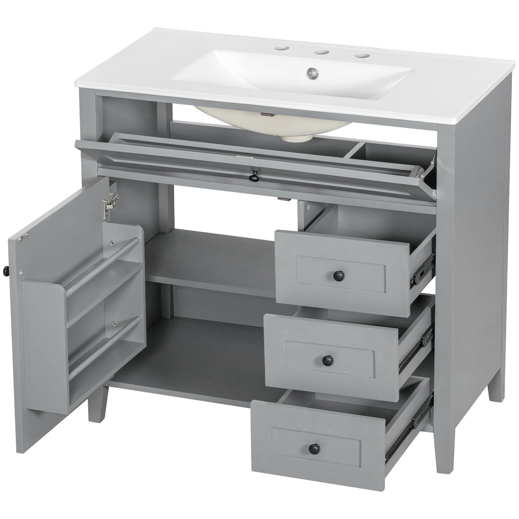 Bathroom Vanity With Sink, Cabinet With 3 Drawers And Adjustable Shelf