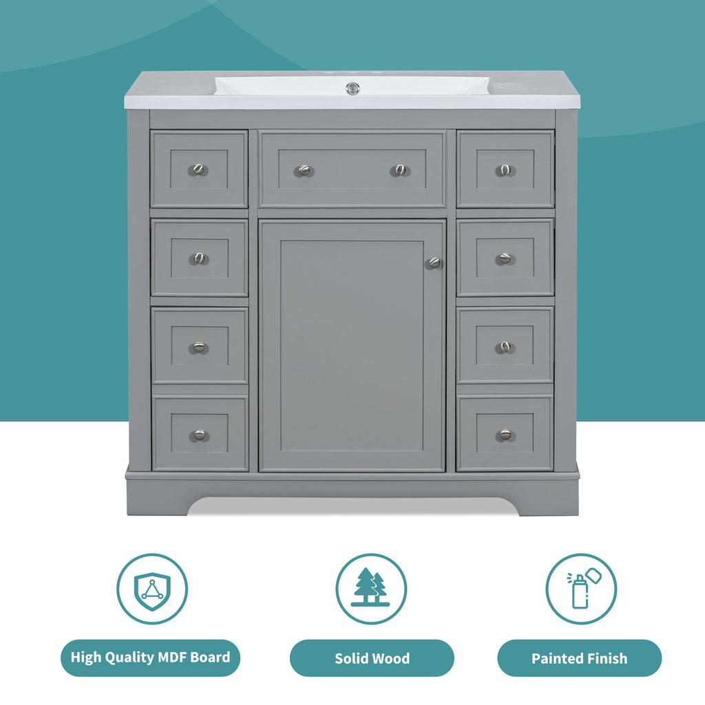 Modern Bathroom Vanity Base Only With 1 Cabinet And 6 Drawers