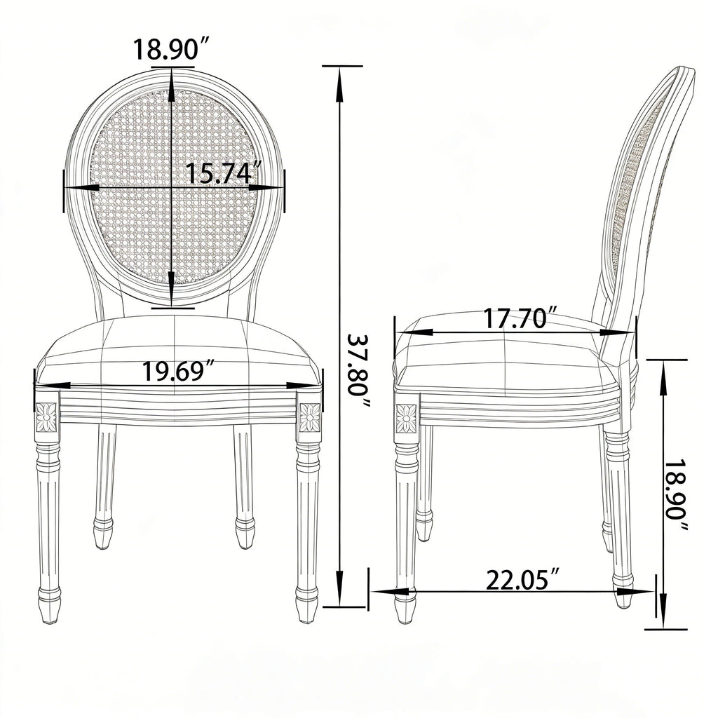 French Country Dining Chairs With Round Back (Set of 2)