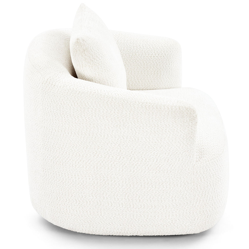 360° Swivel Barrel Sofa Chair With Throw Pillow, Upholstered Accent Chair