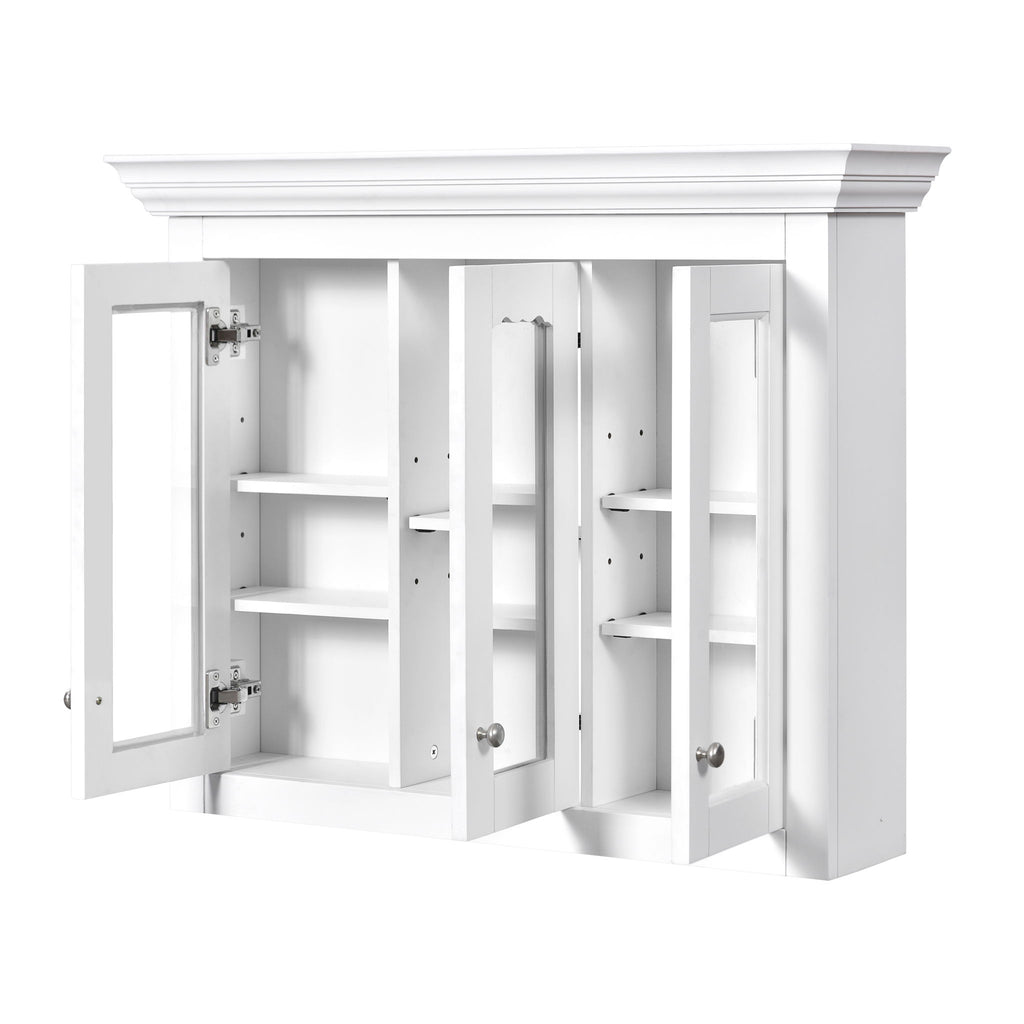 Bathroom Medicine Cabinet With Mirror, 5 Adjustable Closed Shelves, Wall-Mounted - White