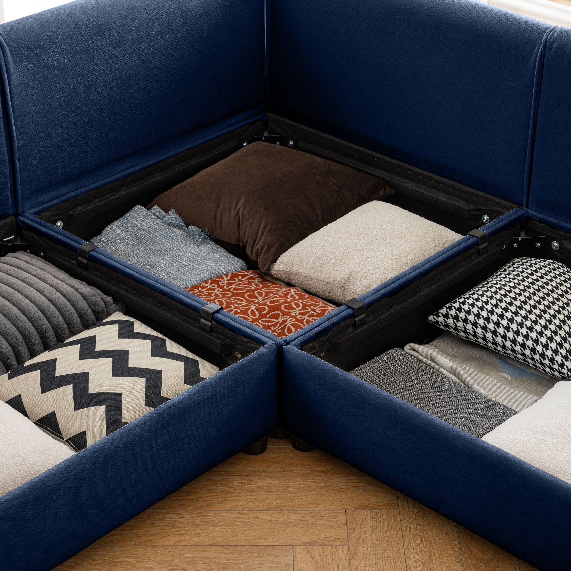 Modern Modular Sectional Sofa With Storag, Contemporary Cylindrical Design