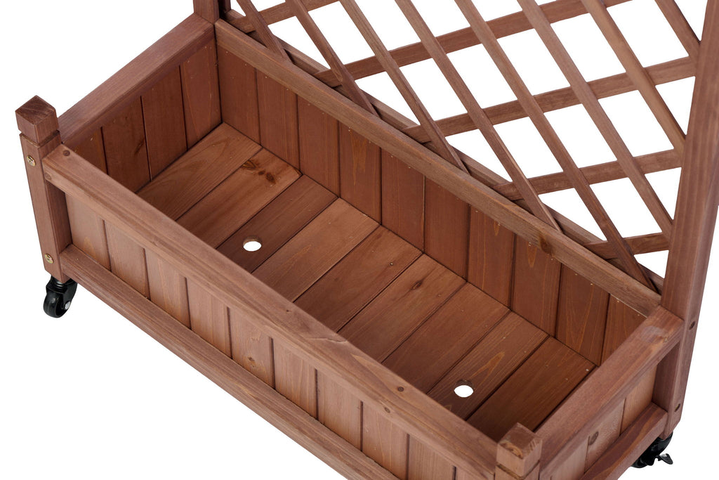 Raised Garden Bed With Trellis 2 Pack, Outdoor Planter Box & Plant Stand With Climbing Racks - Brown