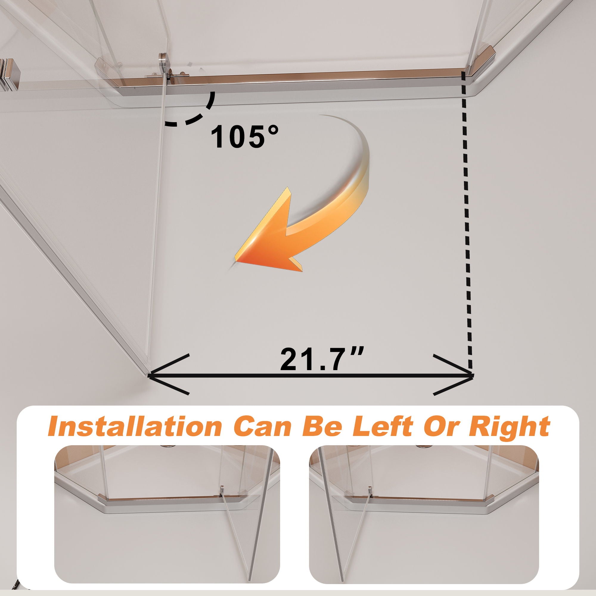 Frameless Neo Angle Shower Door WithTempered Glass