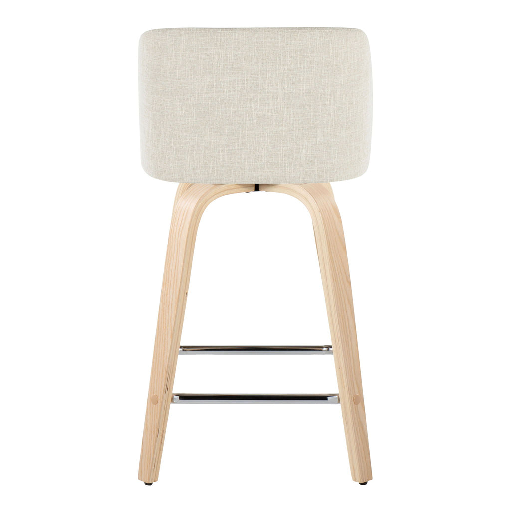 Toriano - Contemporary Fixed Height Counter Stool Swivel With Square Footrest (Set of 2)