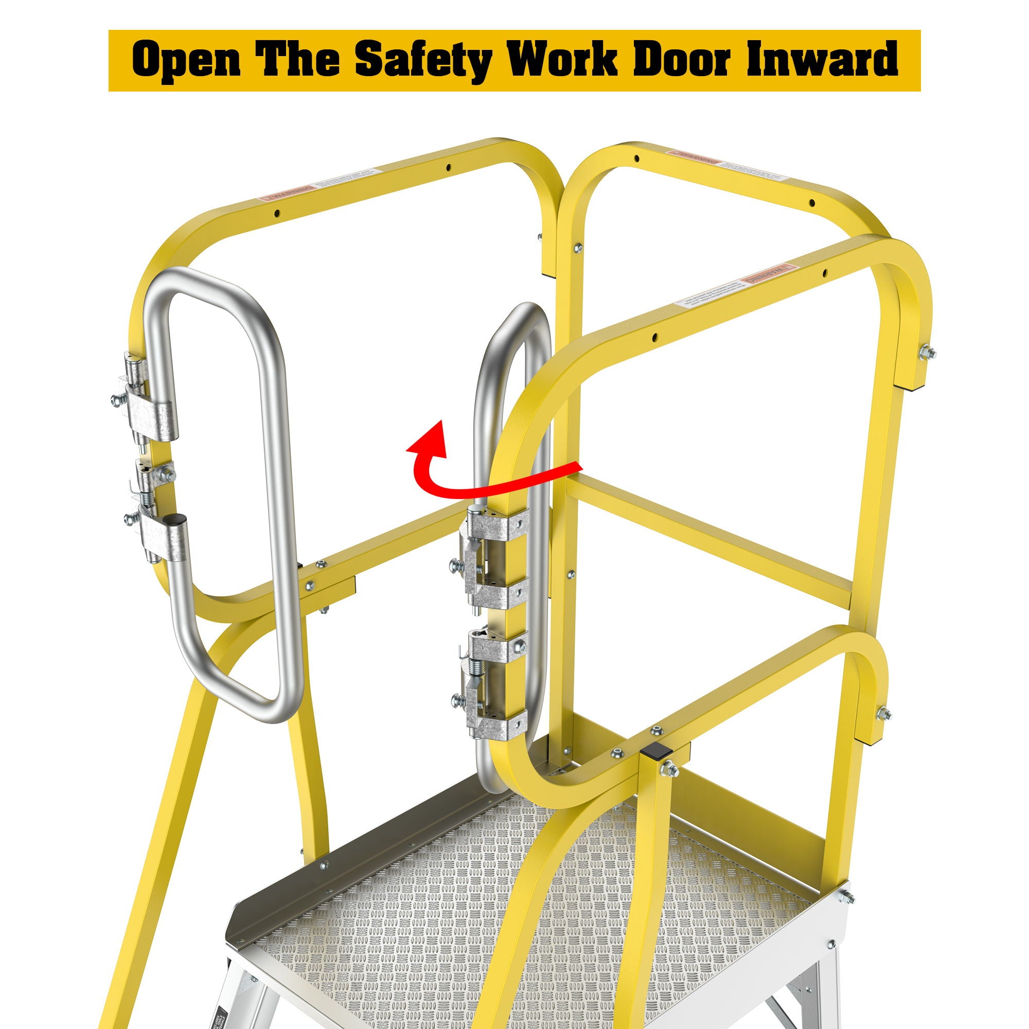 Heavy Duty Aluminum Rolling Platform Ladder With Steps, 375Lbs Capacity