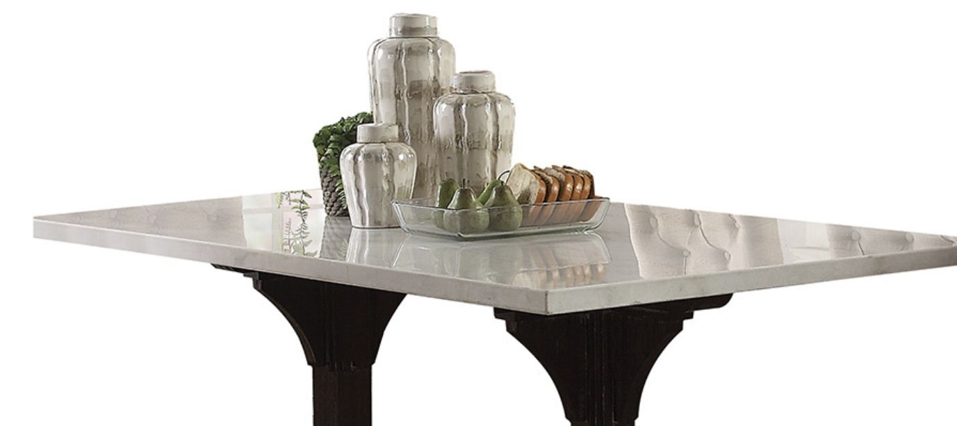 Gerardo - Dining Table - White Marble / Weathered Espresso