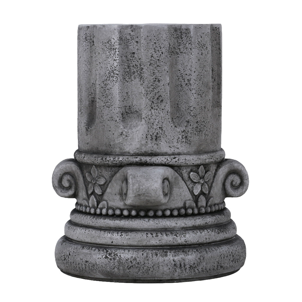 Outdoor End Table, Round Side Table For Patio And Garden - Antique Gray