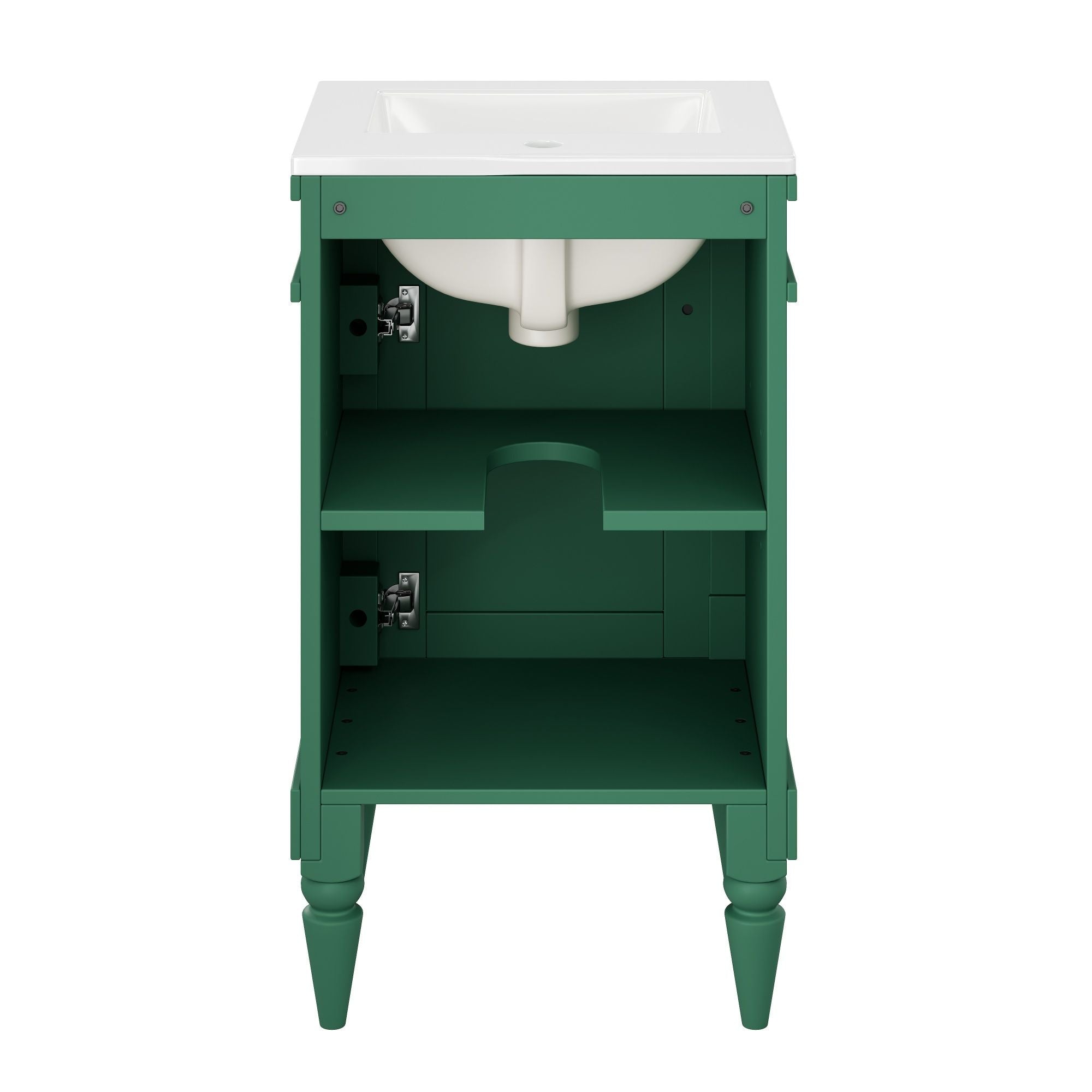 Bathroom Vanity With Sink, Compact Storage Cabinet With Door, Adjustable Shelf, Rectangular Style - Green