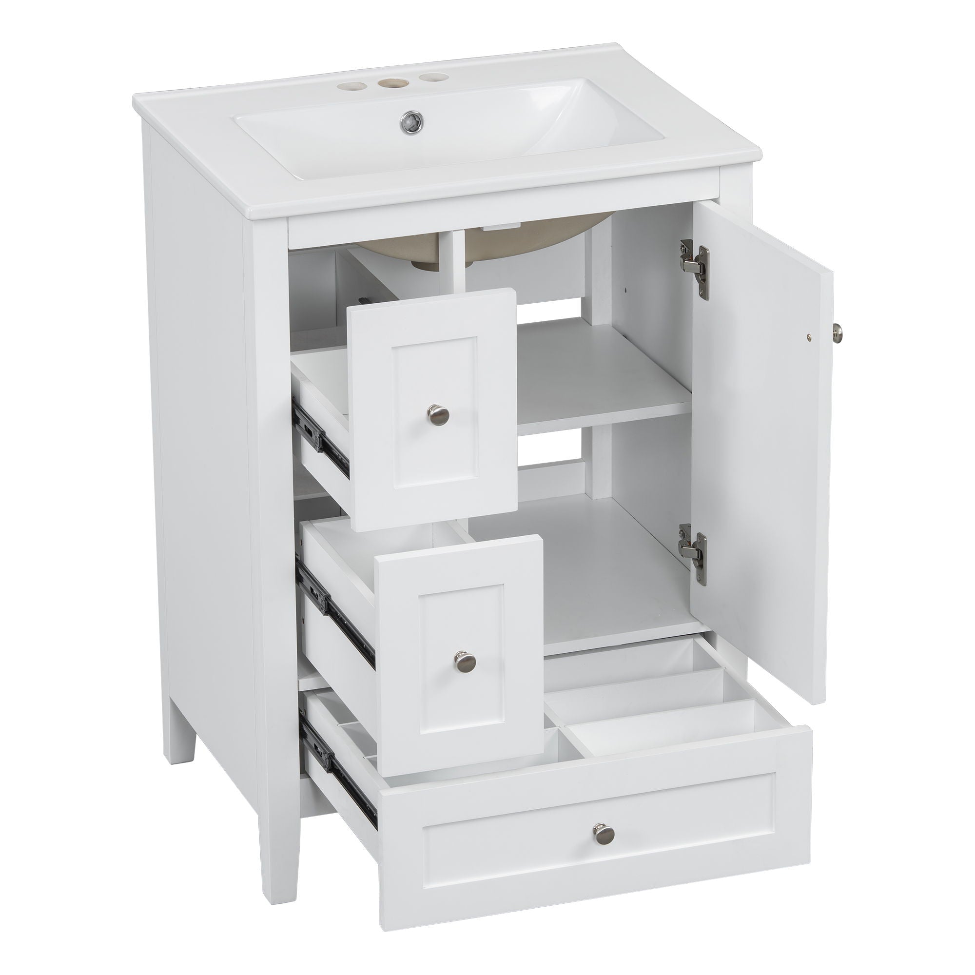 Modern Bathroom Vanity With Storage, Adjustable Shelf