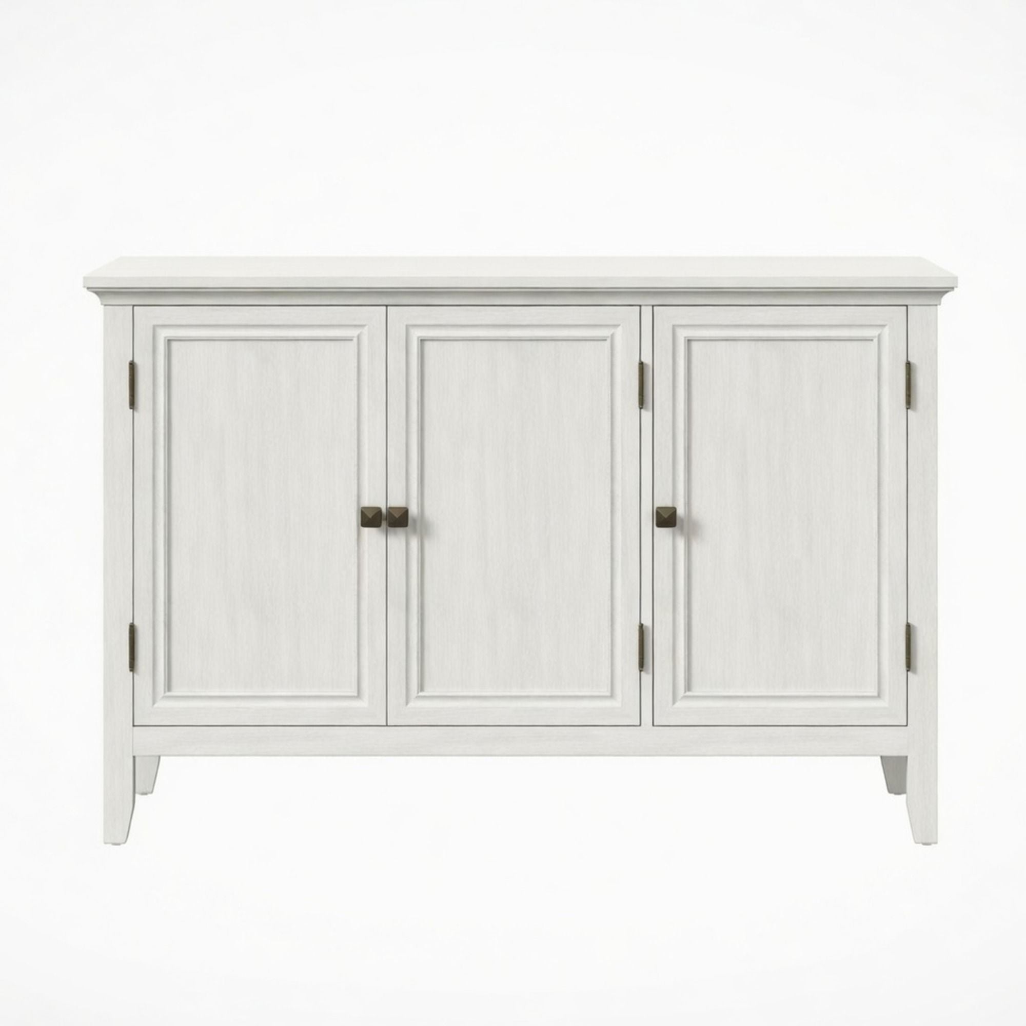 3 Door Buffet Cabinet With Adjustable Shelves - Matte White / Grayish