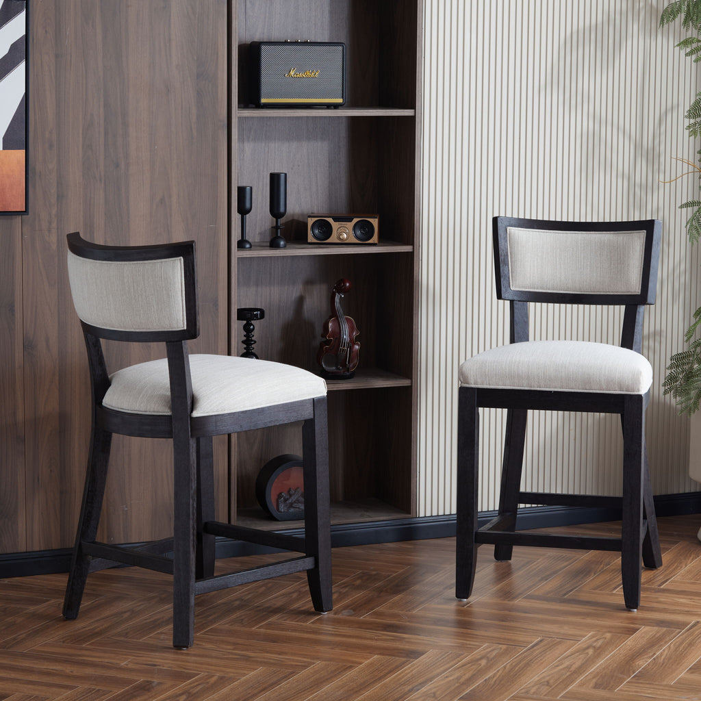 Upholstered Counter Height Bar Stools With Comfy Back (Set of 2)