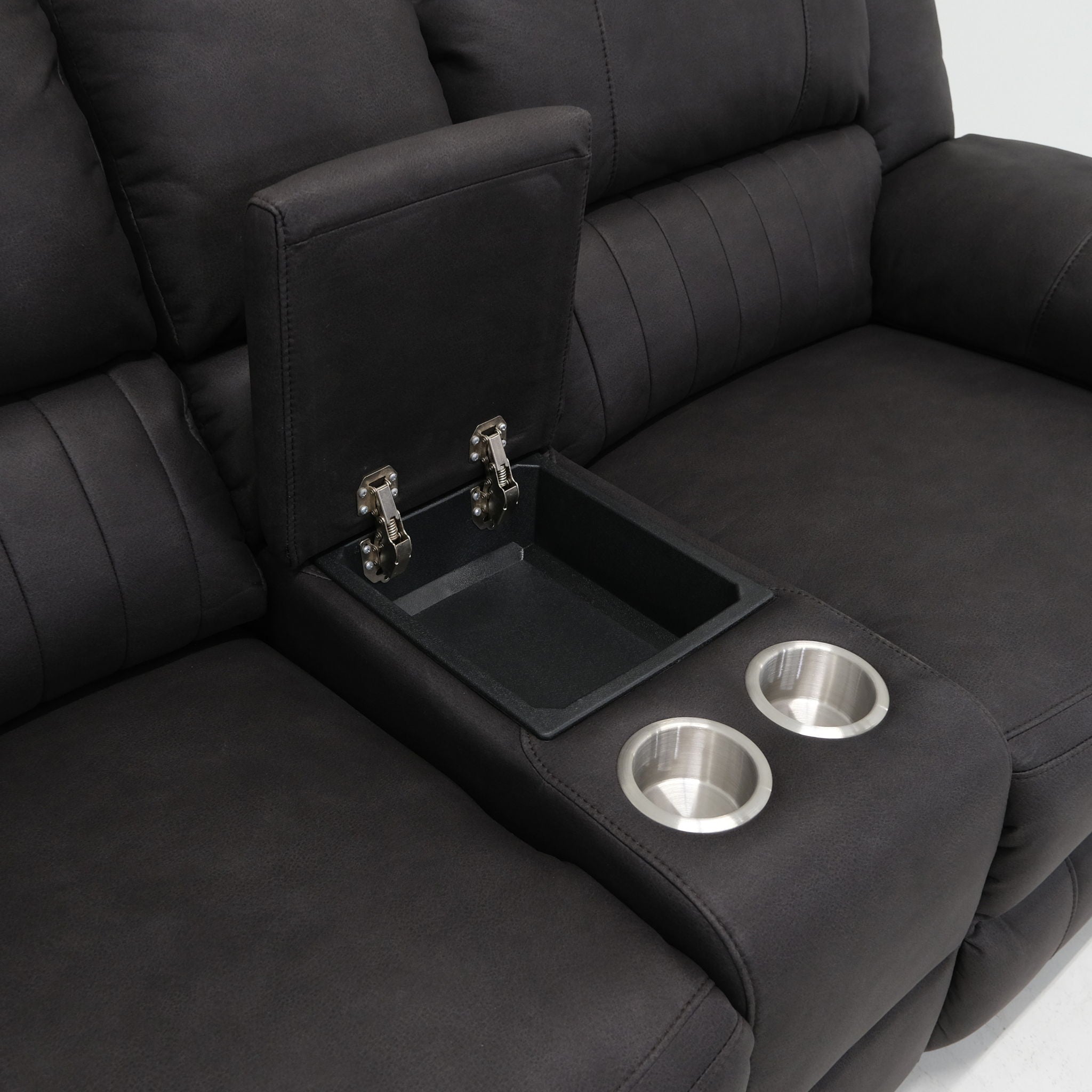 Reclining Console Loveseat - Black - Fabric