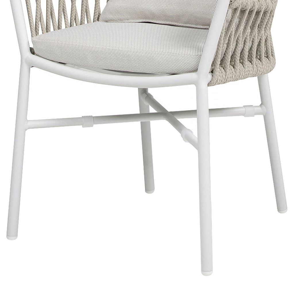 Maiden - Barrel Back Aluminum & Rope Outdoor Patio Dining Chair, Sunproof Olefin (Set of 2)
